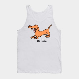 Sit Stay Daft Dachshund Sausage Weiner Dog Tank Top